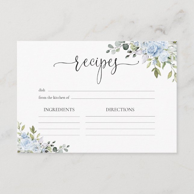 Soft Blue Botanical Wedding Reception Enclosure Card (Front)