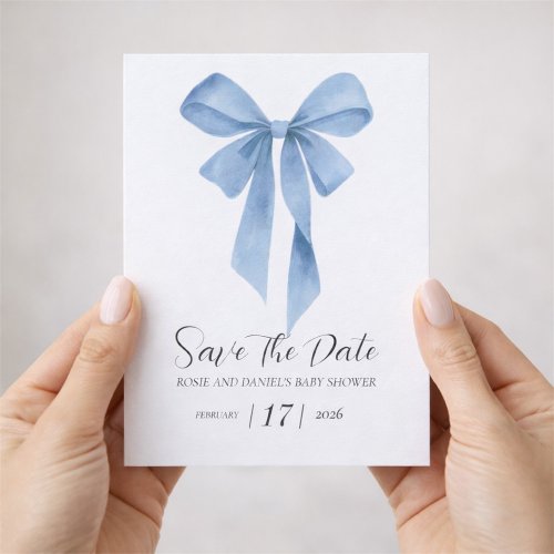 Soft Blue Bow Boy Baby Shower