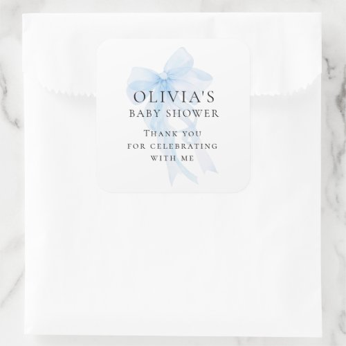 Soft Blue Bow Text Thank You Baby Shower