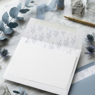 Soft Blue Branch Simple Dusty Blue Leaf Envelope Liner