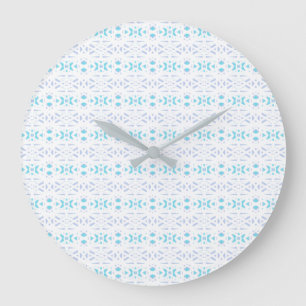 Soft Blue Calm White Pastel Pattern Baby Nursery Large Clock