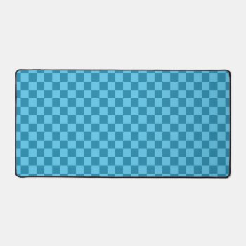 Soft Blue Checkered Pattern Desk Mat by FantasyCases at Zazzle