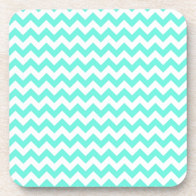 Soft Blue Chevron Beverage Coaster (Front)