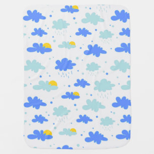 ✨ Soft Blue Clouds Yellow Sun Rain Weather Sky🌈☁️ Baby Blanket