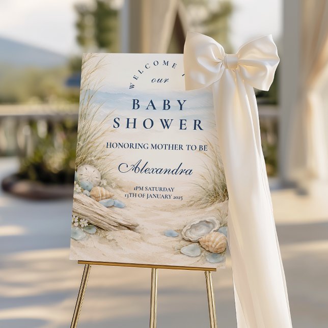Soft Blue Coastal Baby Shower Foam Board (Creator Uploaded)