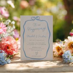 Soft blue Coquette Ribbon Citrus Wedding Letterpress Photo Cards