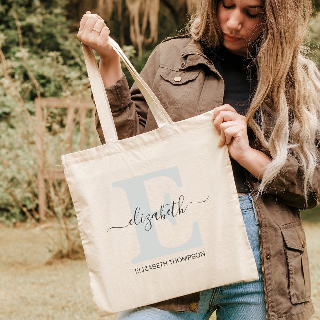 Soft Blue Customized Bridal Party Bridesmaid Gift Tote Bag (Creator Uploaded)