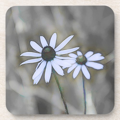 Soft Blue Daisy Coasters Gray Background