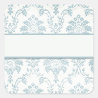 Soft Blue Damask With White Label