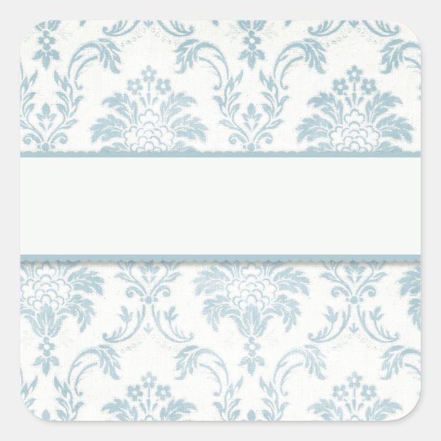 Soft Blue Damask With White Label (Front)