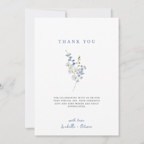 Soft Blue Delicate Floral Bouquet Thank You Card