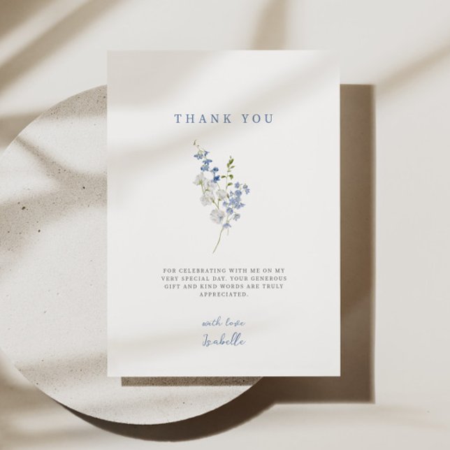Soft Blue Delicate Floral Bouquet Thank You Card (Creator Uploaded)