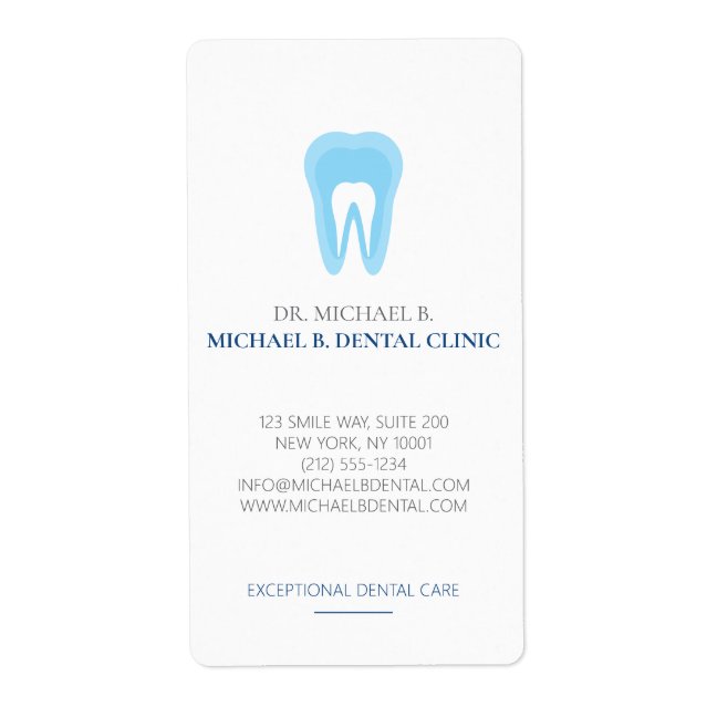 Soft Blue Dental Dentist Teeth logo Label