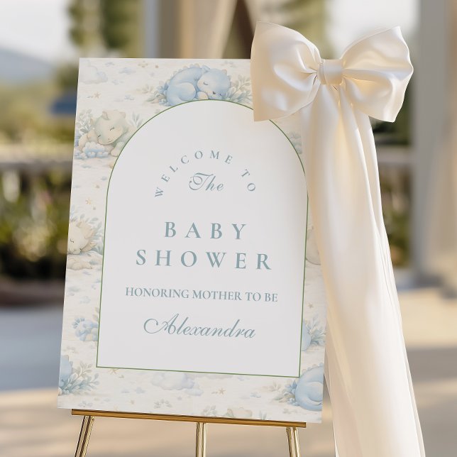 Soft Blue Dino Baby Shower Foam Board (Creator Uploaded)