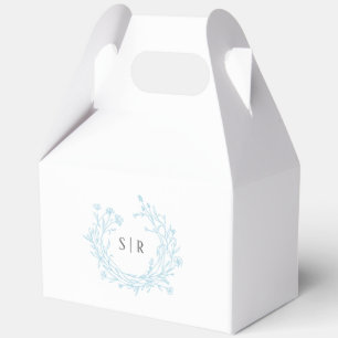 Soft Blue Elegant Floral Monogram Wedding Guest Favor Boxes