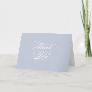 Soft Blue Elegant Script Graduation Photo+Message Letterpress Thank You Card
