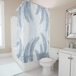 Soft Blue Feather Palm Bliss 1 Shower Curtain