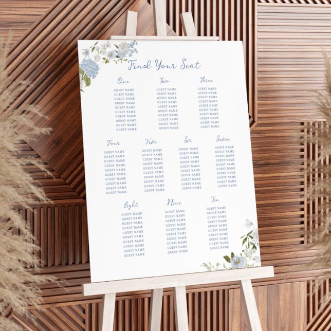 Soft Blue Floral 10 Table Handwritten Foam Board (Creator Uploaded)