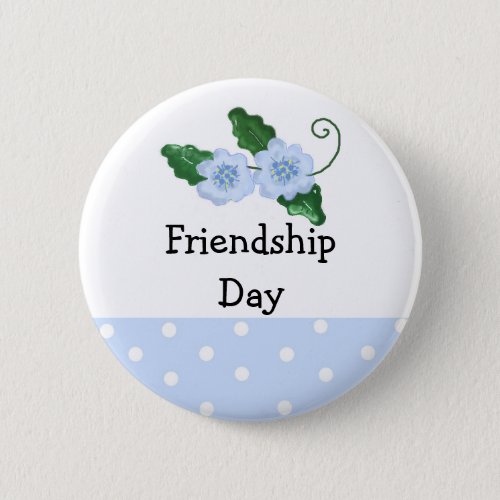 Soft Blue Floral Friendship Day Button