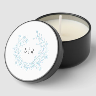 Soft Blue Floral Monogram Wedding Candle Favors Mini Candle Favors