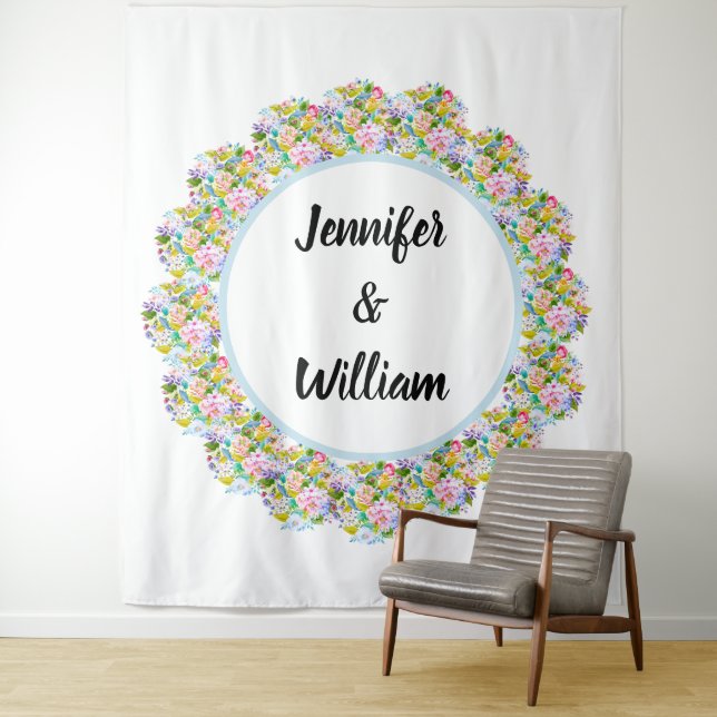 Soft Blue Floral Romantic Wedding Backdrop (In Situ)