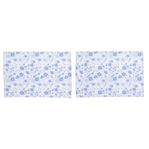 Soft Blue Floral Watercolor Pattern Pillow Case