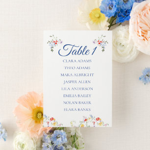 Soft Blue Floral Wedding Seating Chart Card