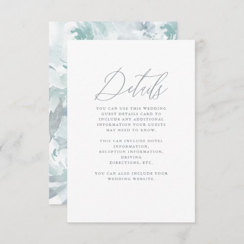 Soft Blue Floral with Calligraphy Wedding Enclosure Card