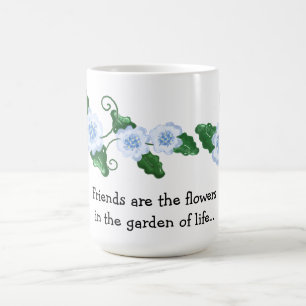 Soft Blue Floral with Friendship Saying Coffee Mug