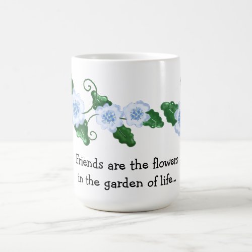 Soft Blue Floral with Friendship Saying Coffee Mug