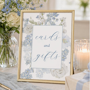 Soft Blue Flowers Cards and Gifts Sign
