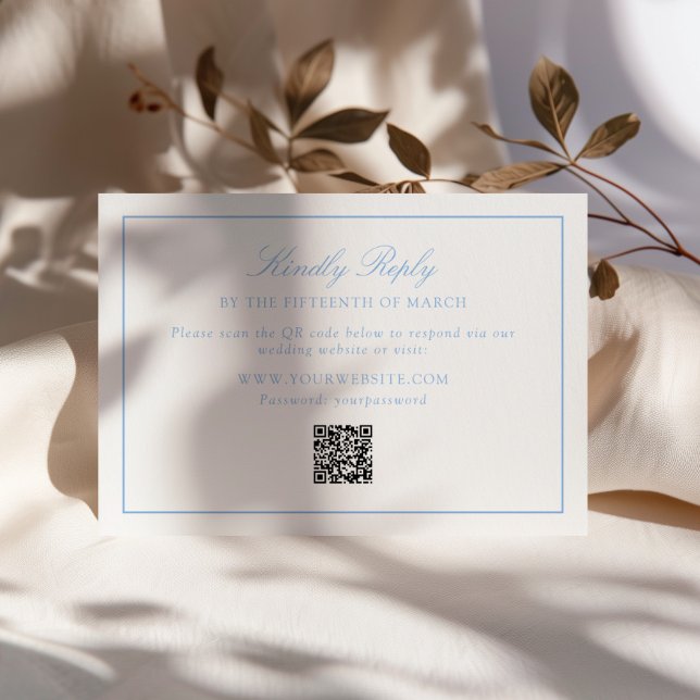 Soft Blue Frame Wedding QR Code RSVP Card (Creator Uploaded)