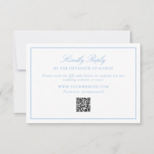 Soft Blue Frame Wedding QR Code RSVP Card