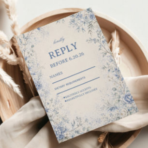 Soft Blue Frosted Floral Serenity RSVP Card