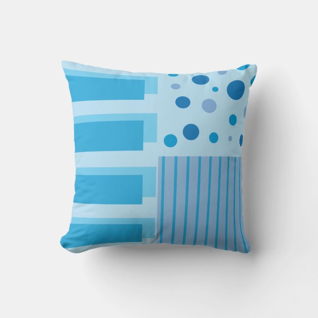 Soft Blue Geometric Patterns Throw Pillow (Front)