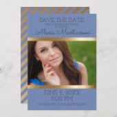 Soft Blue Gold Graduation Party Save Date Photo Save The Date (Front/Back)