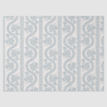 Soft Blue Gray Floral Ribbon on Bone