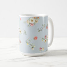 Soft Blue Gray Moss Rose Watercolor Floral