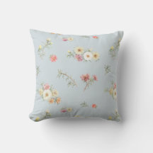 Soft Blue Gray Moss Rose Watercolor Floral