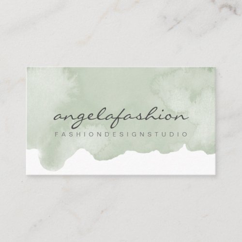 Soft Blue Green Painting Abstract Brush Watercolor Business Card