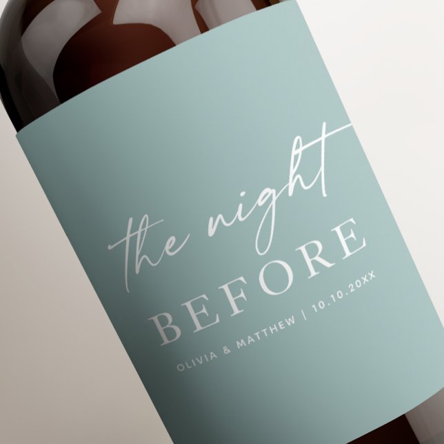 Soft Blue Green Rehearsal Dinner | Night Before Wine Label (Creator Uploaded)