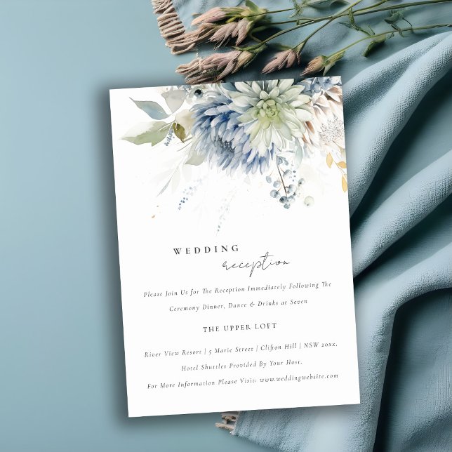 Soft Blue Green Succulent Floral Wedding Reception Enclosure Card (Creator Uploaded)