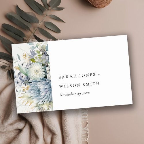 Soft Blue Green Succulent Floral Wedding Website Enclosure Card