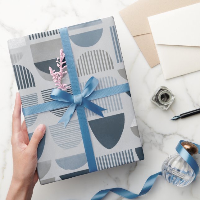 Soft Blue Grey Balance Abstract Pattern Wrapping Paper (Gifting)