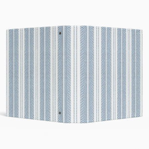 Soft Blue Herringbone Fern Striped Pattern 3 Ring Binder