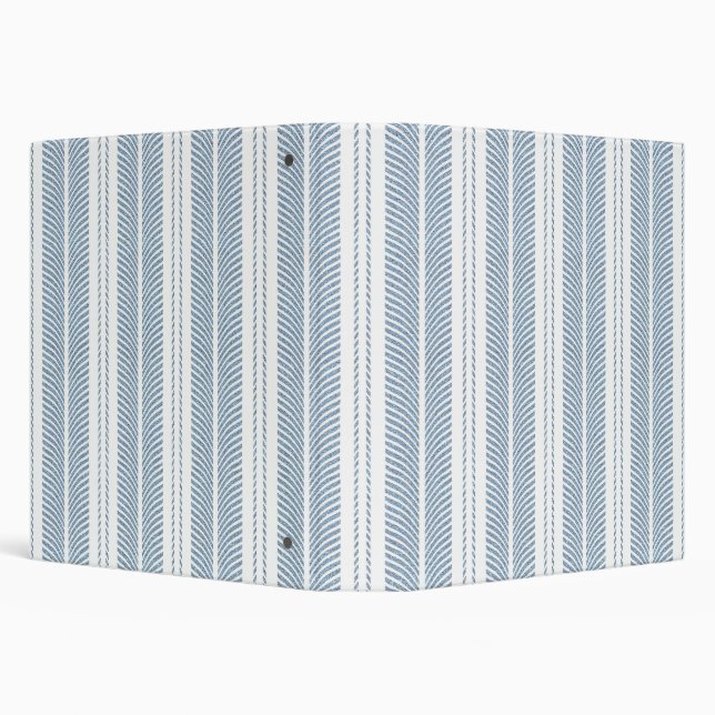 Soft Blue Herringbone Fern Striped Pattern 3 Ring Binder (Background)