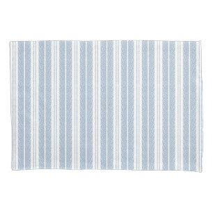 Soft Blue Herringbone Fern Striped Pattern Pillow Case