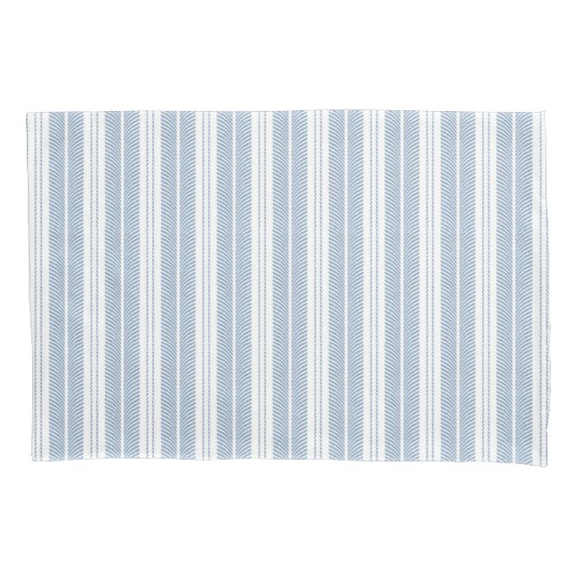 Soft Blue Herringbone Fern Striped Pattern Pillow Case (Front-Left)