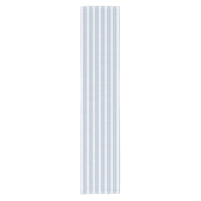 Soft Blue Herringbone Fern Striped Pattern Short Table Runner (Front)