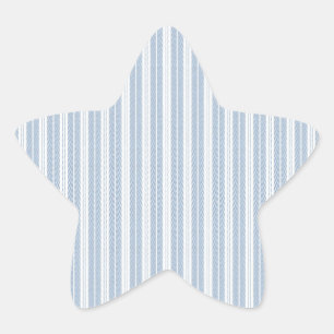 Soft Blue Herringbone Fern Striped Pattern Star Sticker